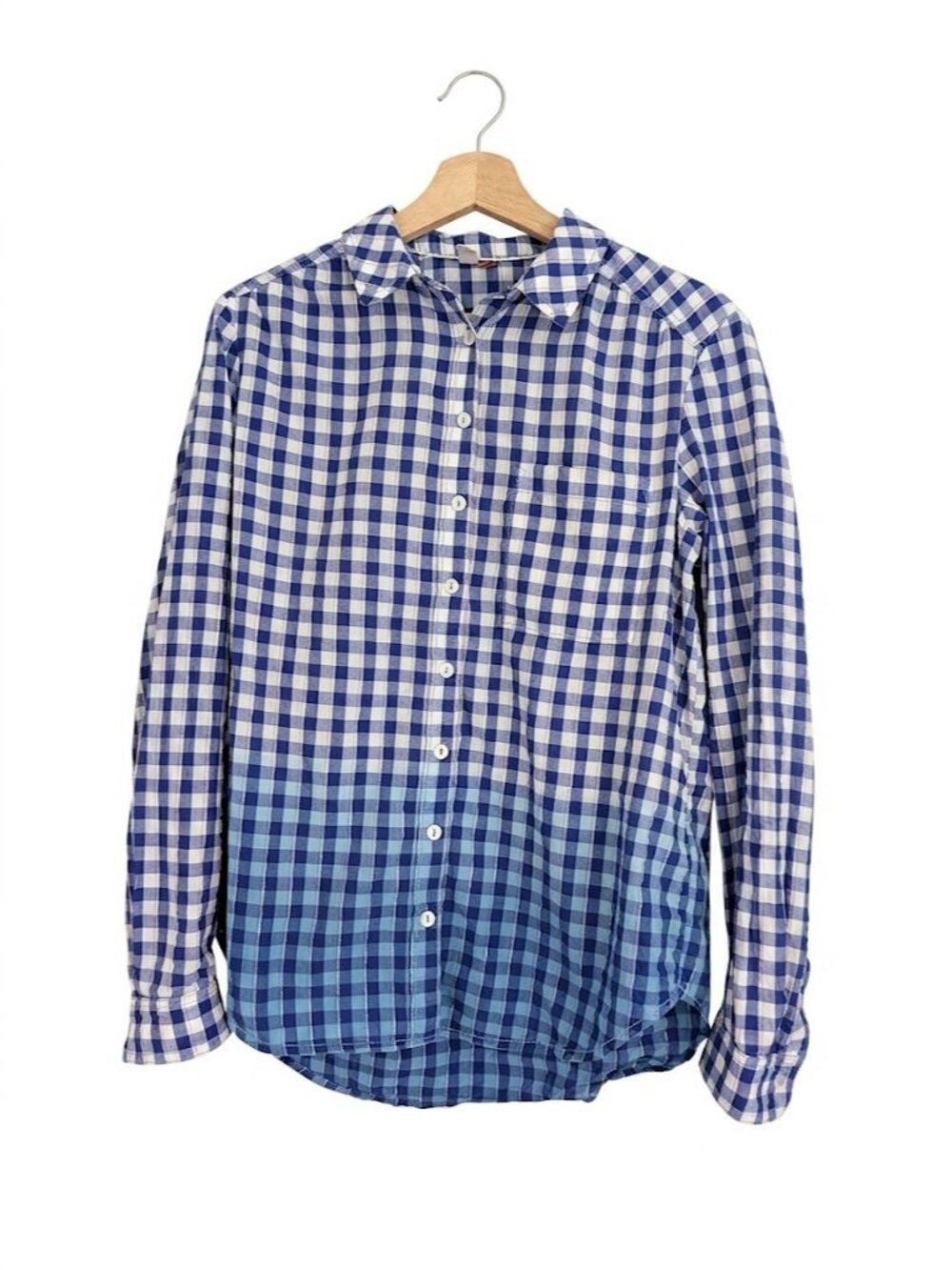 Pilcro Anthropologie Gingham Ombre Button Down Shirt Shimmer Blue White S